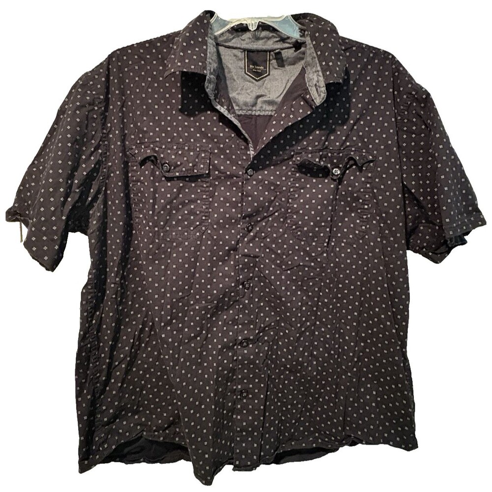 Six Lincoln New York Navy Blue Short Sleeve Button Up Shirt Men's Size 3X
